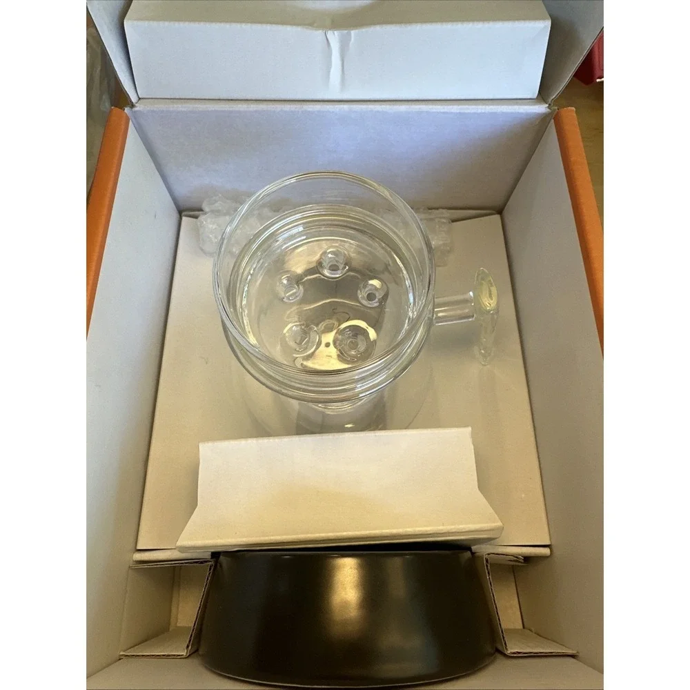 Pure Over All Glass Pour-Over Coffee Maker with Black Base Glass Stir Stick New